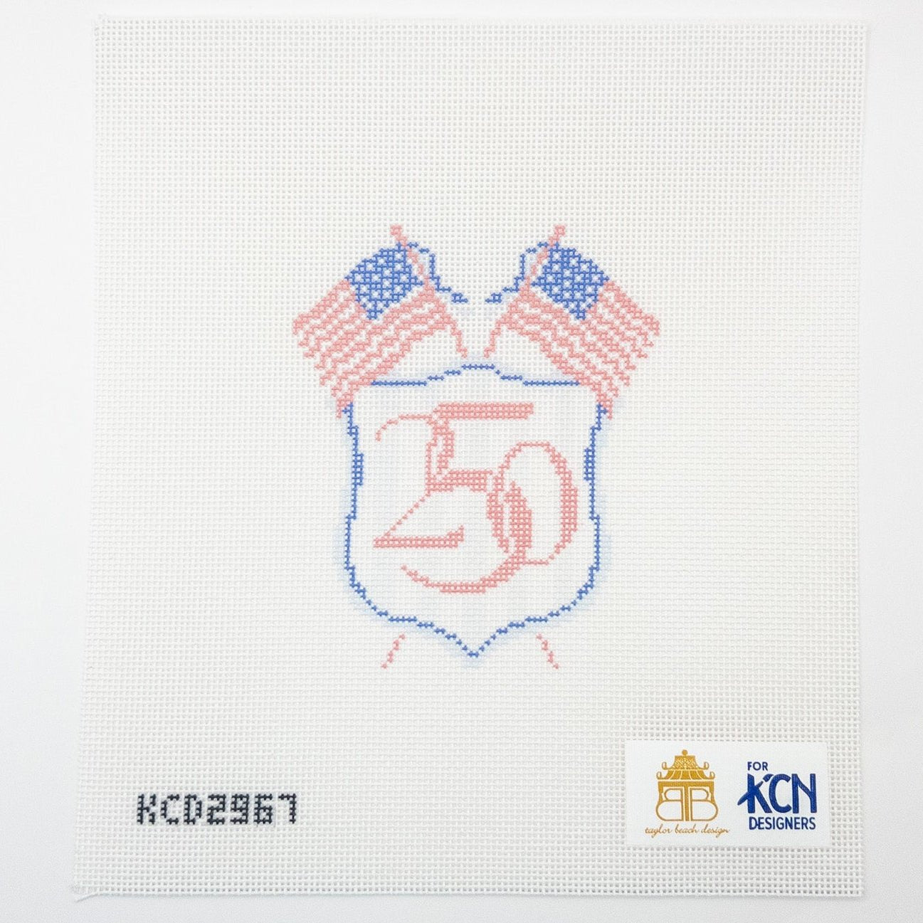 250th Anniversary Crest Needlepoint Canvas - Summertide Stitchery - Taylor Beach Design