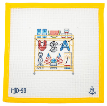 4th of July Bar Cart Needlepoint Canvas - Summertide Stitchery - Morgan Julia