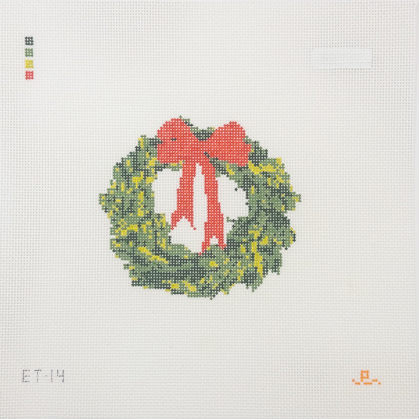 Holiday Wreath Needlepoint Canvas - Summertide Stitchery - Goodpoint Needlepoint