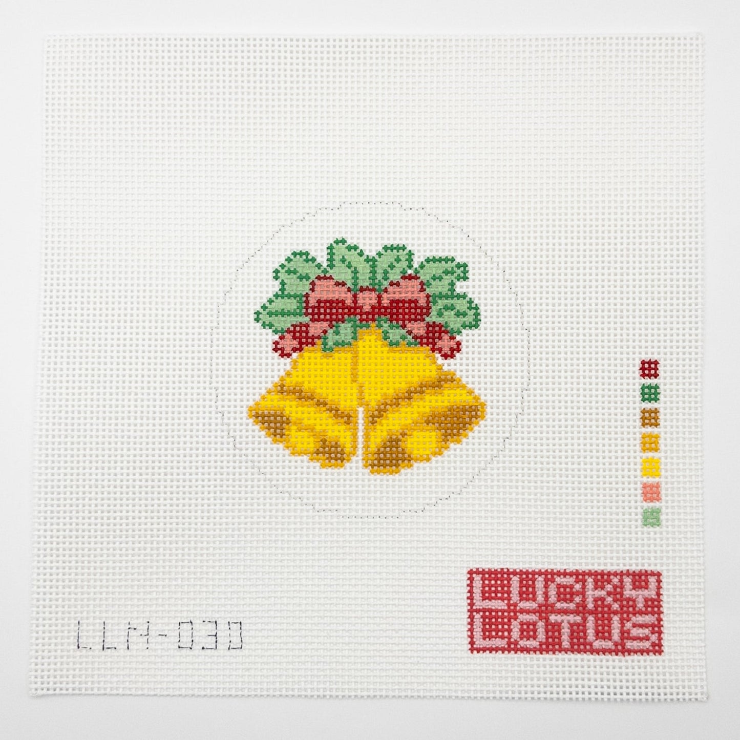 Holiday Bells Needlepoint Canvas - Summertide Stitchery - Lucky Lotus Needlepoint