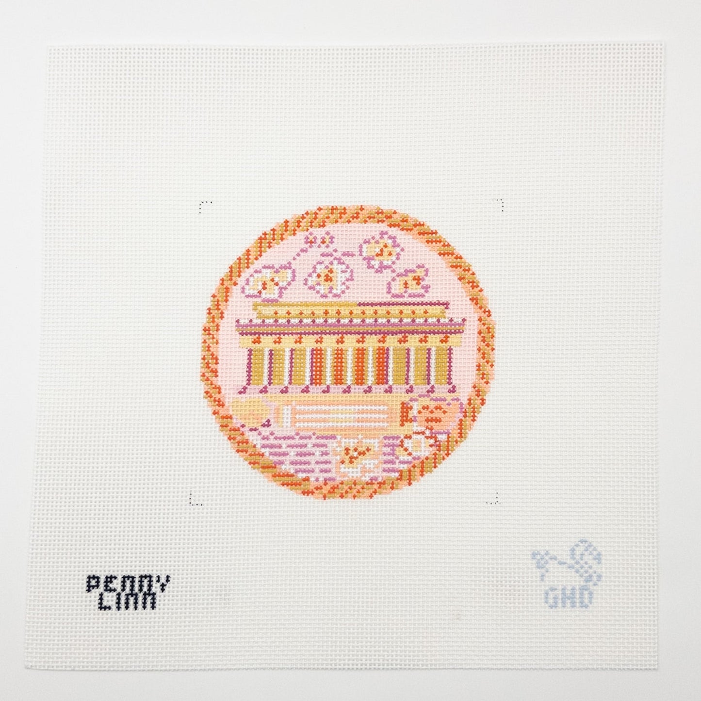 Lincoln Memorial Needlepoint Canvas - Summertide Stitchery - Grey Hall Design