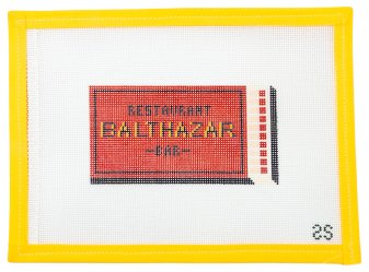 Balthazar Restaurant Matchbook Needlepoint Canvas - Summertide Stitchery - Spruce St. Studio