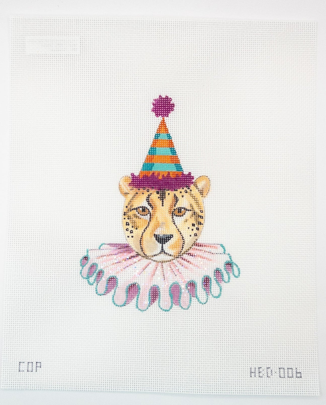 Birthday Baby Cheetah Needlepoint Canvas | HBD006 - Summertide Stitchery - Colors of Praise