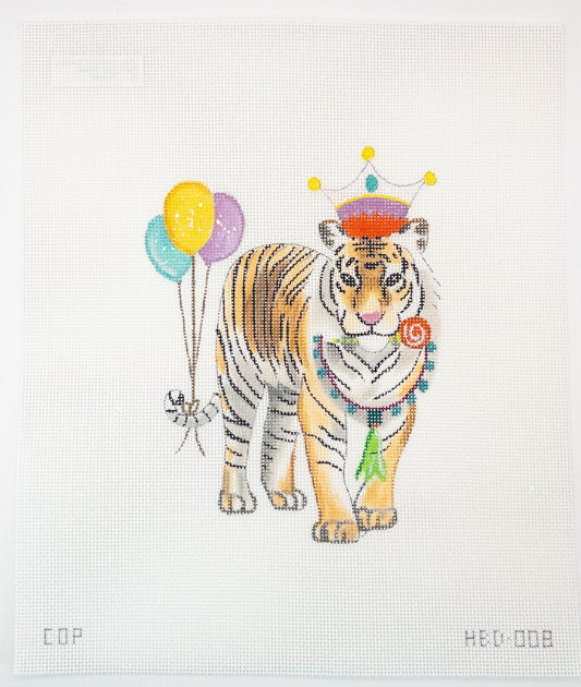 Birthday Tiger Needlepoint Canvas | HBD008 - Summertide Stitchery - Colors of Praise