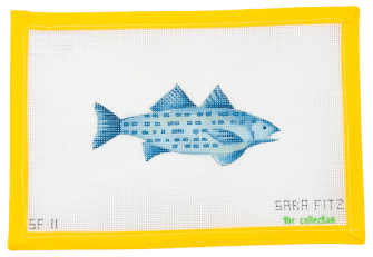 Blue Fish Needlepoint Canvas - Summertide Stitchery - Sara Fitz