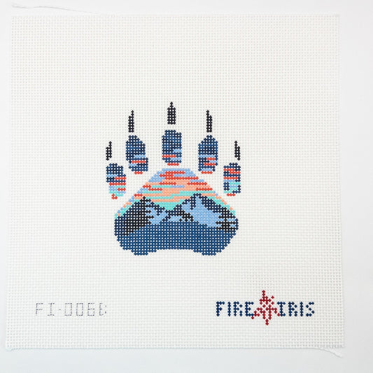 Blue Fresh Tracks Needlepoint Canvas - Summertide Stitchery - Fire and Iris