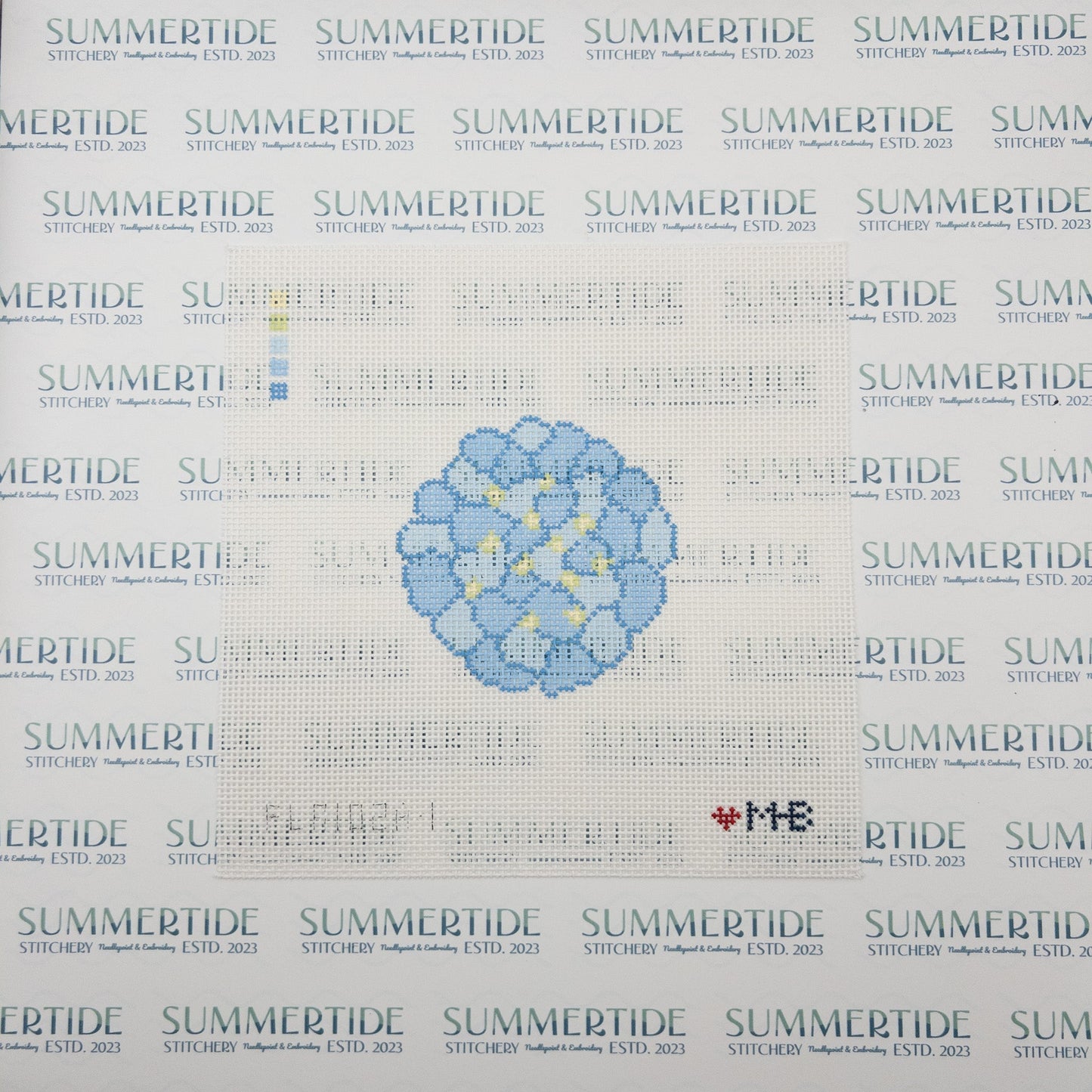 Blue Hydrangea Needlepoint Canvas - Summertide Stitchery - LoveMHB Studio