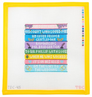 Bridgerton Book Stack Needlepoint Canvas - Summertide Stitchery - The Book Canvas
