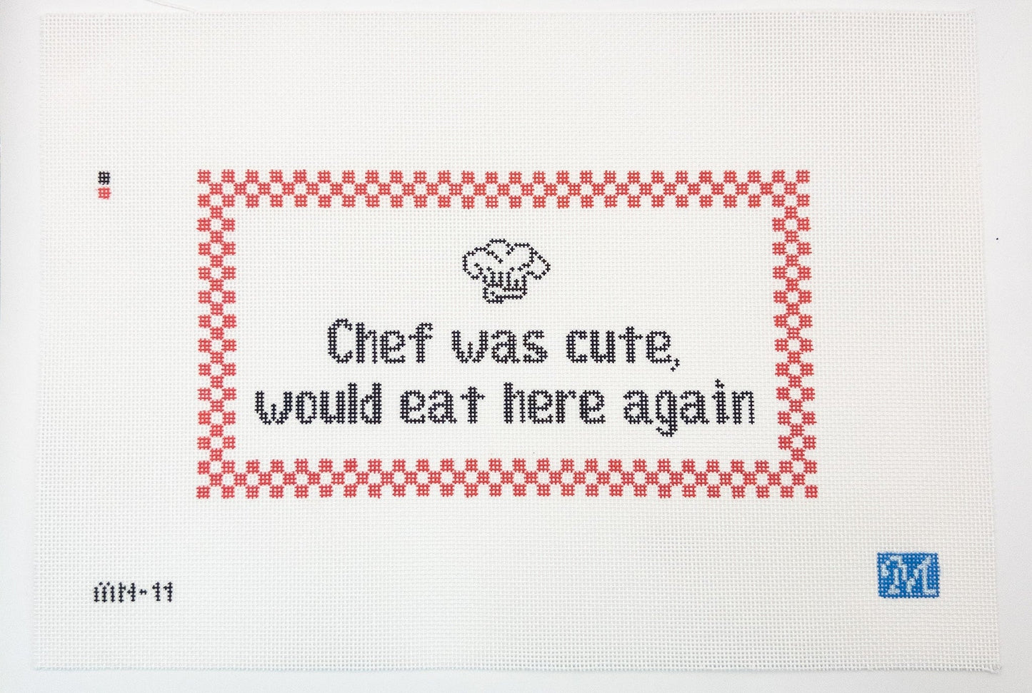 Chef Was Cute Needlepoint Canvas - Summertide Stitchery - Maura Nolan Designs