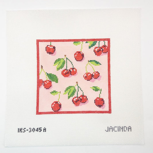 Cherries Needlepoint Canvas - Summertide Stitchery - Initial K Studio