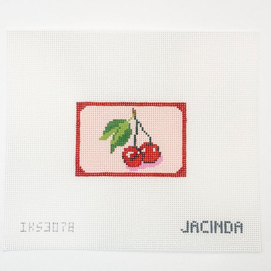 Cherry Bag Tag Needlepoint Canvas - Summertide Stitchery - Initial K Studio