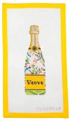 Chinoiserie Floral Veuve Bottle Needlepoint Canvas - Summertide Stitchery - C'ate La Vie