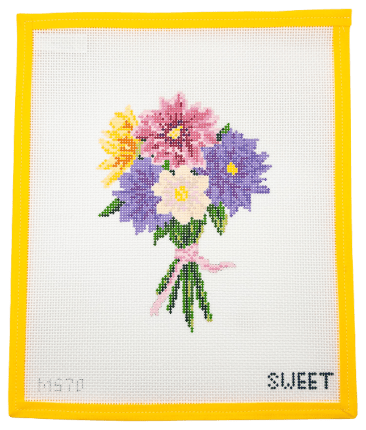 Dahlia Bouquet Needlepoint Canvas - Summertide Stitchery - Maddie Sweet Designs