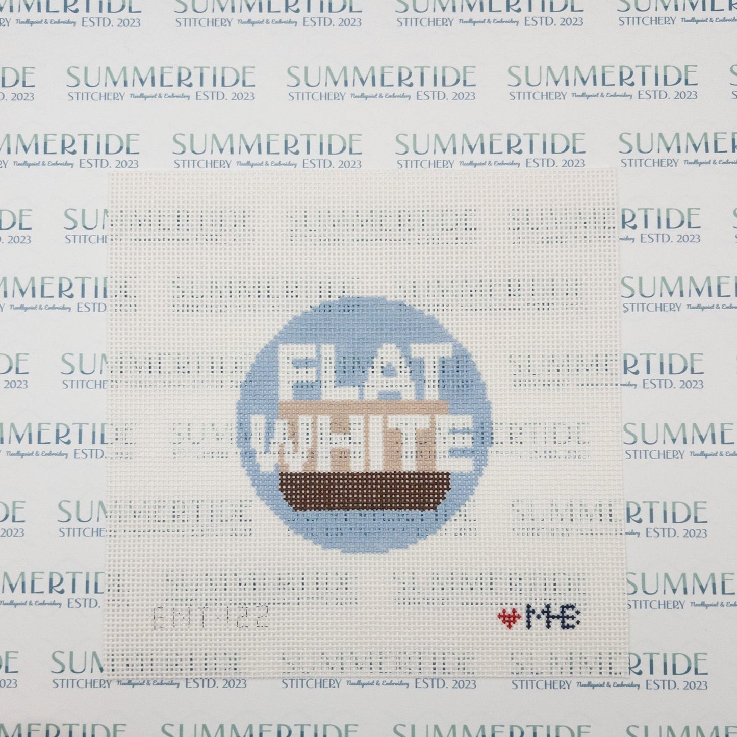 Flat White Round Needlepoint Canvas - Summertide Stitchery - LoveMHB Studio