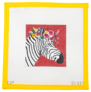 Flower Crown Zebra Needlepoint Canvas | IN237 - Summertide Stitchery - Colors of Praise