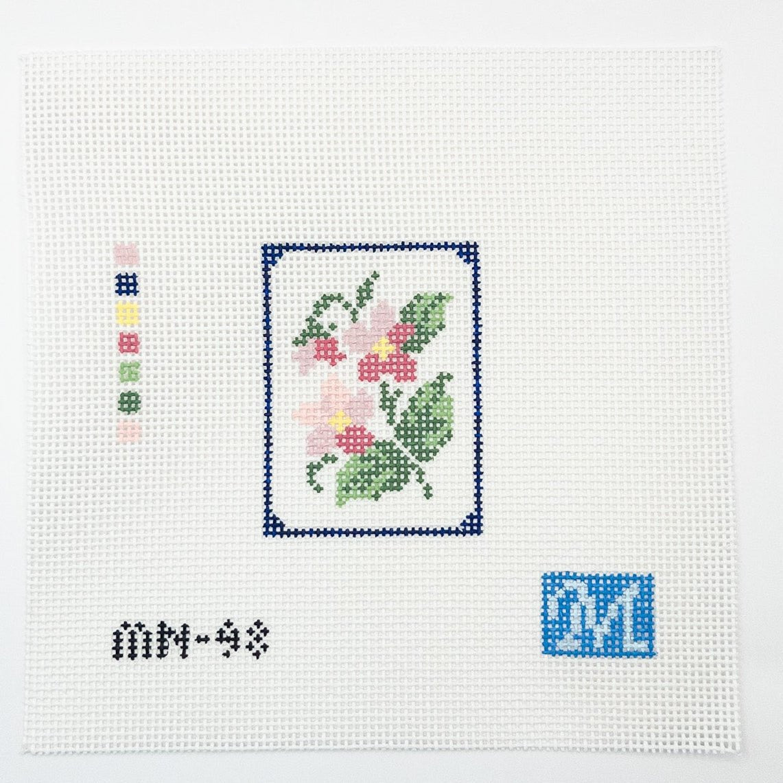 Flower Tile Needlepoint Canvas - Summertide Stitchery - Maura Nolan Designs