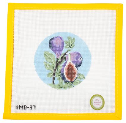 Flowers of the Bible: Fig Tree Needlepoint Canvas - Summertide Stitchery - Atlantic Blue Canvas