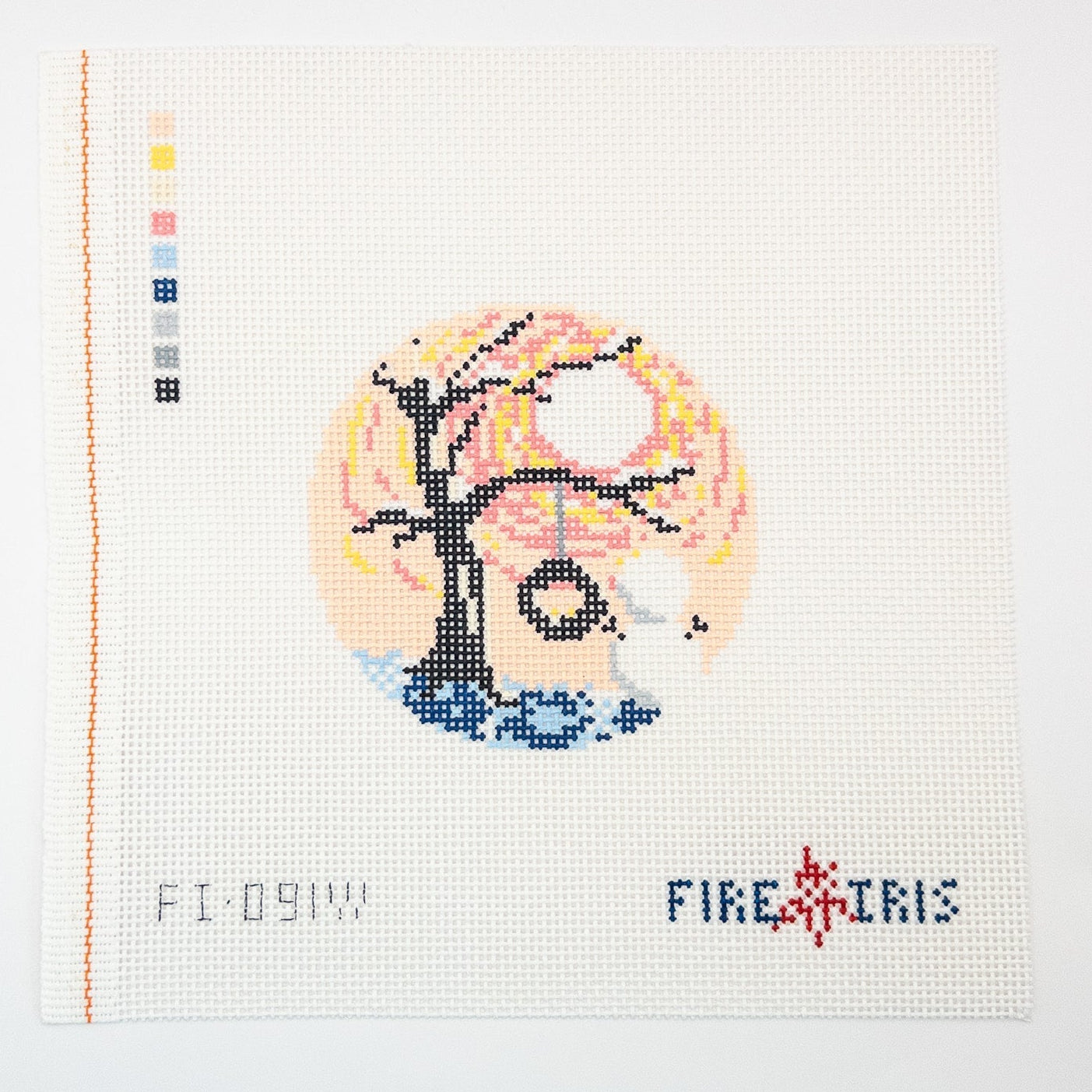 Four Seasons - Winter Needlepoint Canvas - Summertide Stitchery - Fire and Iris