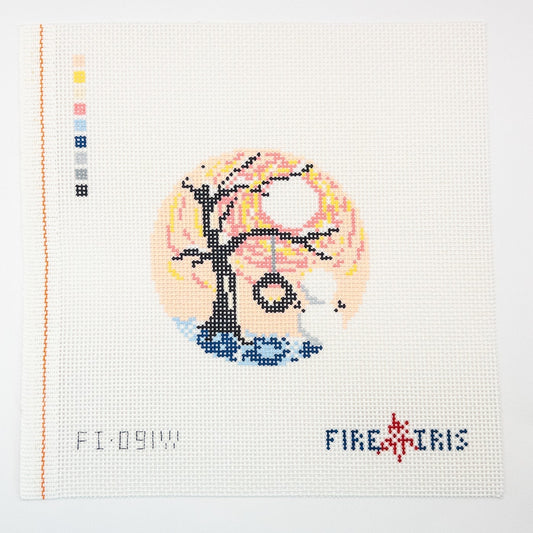 Four Seasons - Winter Needlepoint Canvas - Summertide Stitchery - Fire and Iris