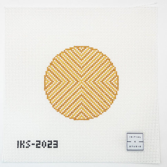 Gold Ornament Needlepoint Canvas - Summertide Stitchery - Initial K Studio