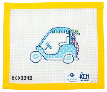 Golf Cart Needlepoint Canvas - Summertide Stitchery - Lemon Daisy Designs