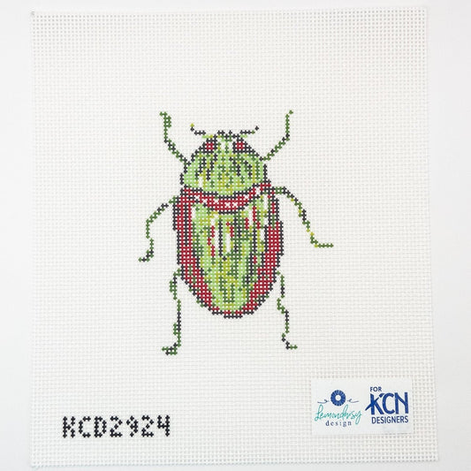 Green Beetle Needlepoint Canvas - Summertide Stitchery - Lemon Daisy Designs