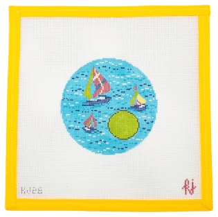 Grosse Pointe Boats Needlepoint Canvas - Summertide Stitchery - Krissy Johnson