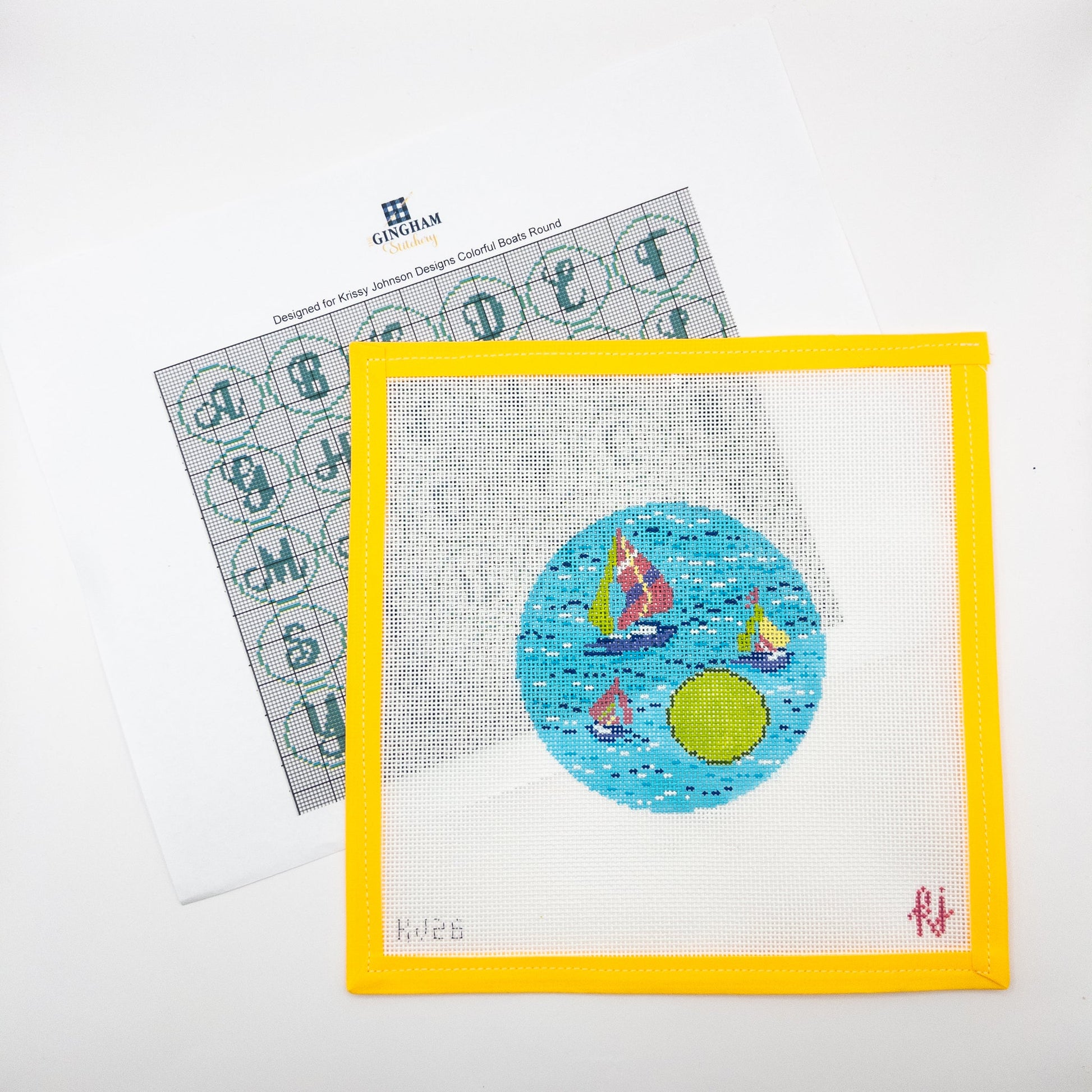 Grosse Pointe Boats Needlepoint Canvas - Summertide Stitchery - Krissy Johnson