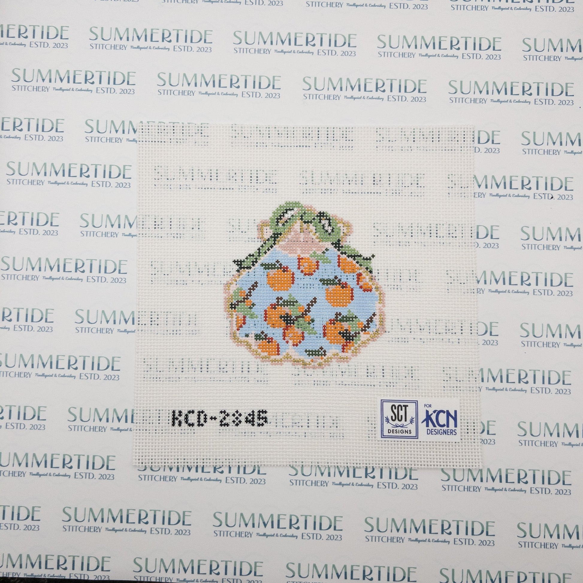 Holiday Oranges Gilded Scallop Needlepoint Canvas - Summertide Stitchery - SCT Designs