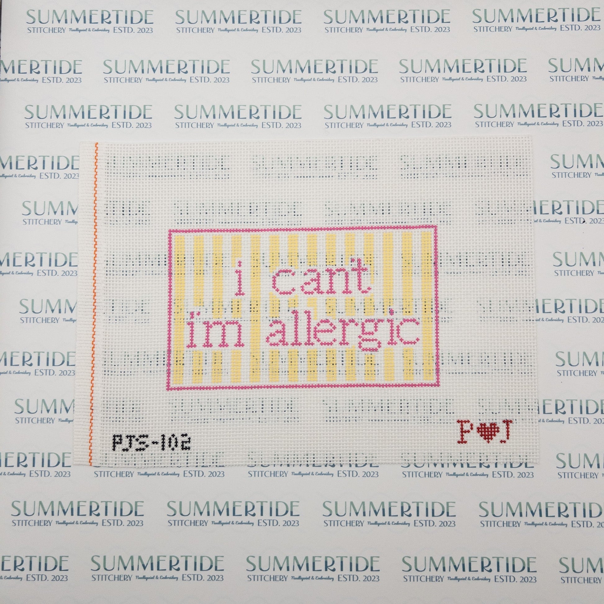 I Can't I'm Allergic Needlepoint Canvas - Summertide Stitchery - Poppy J Stitches