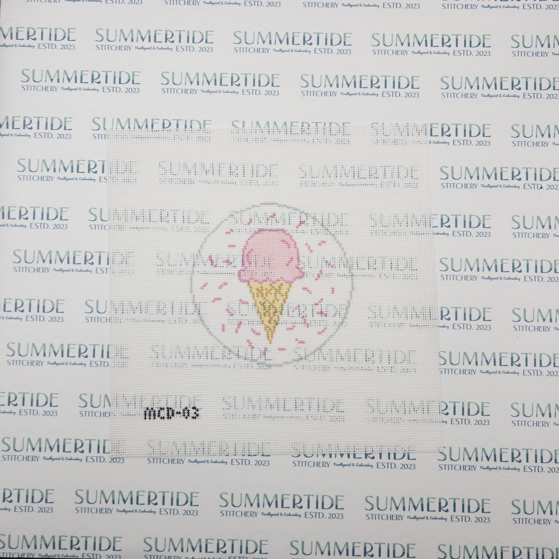 Ice Cream Cone Needlepoint Canvas - Summertide Stitchery - Mary Cam Designs