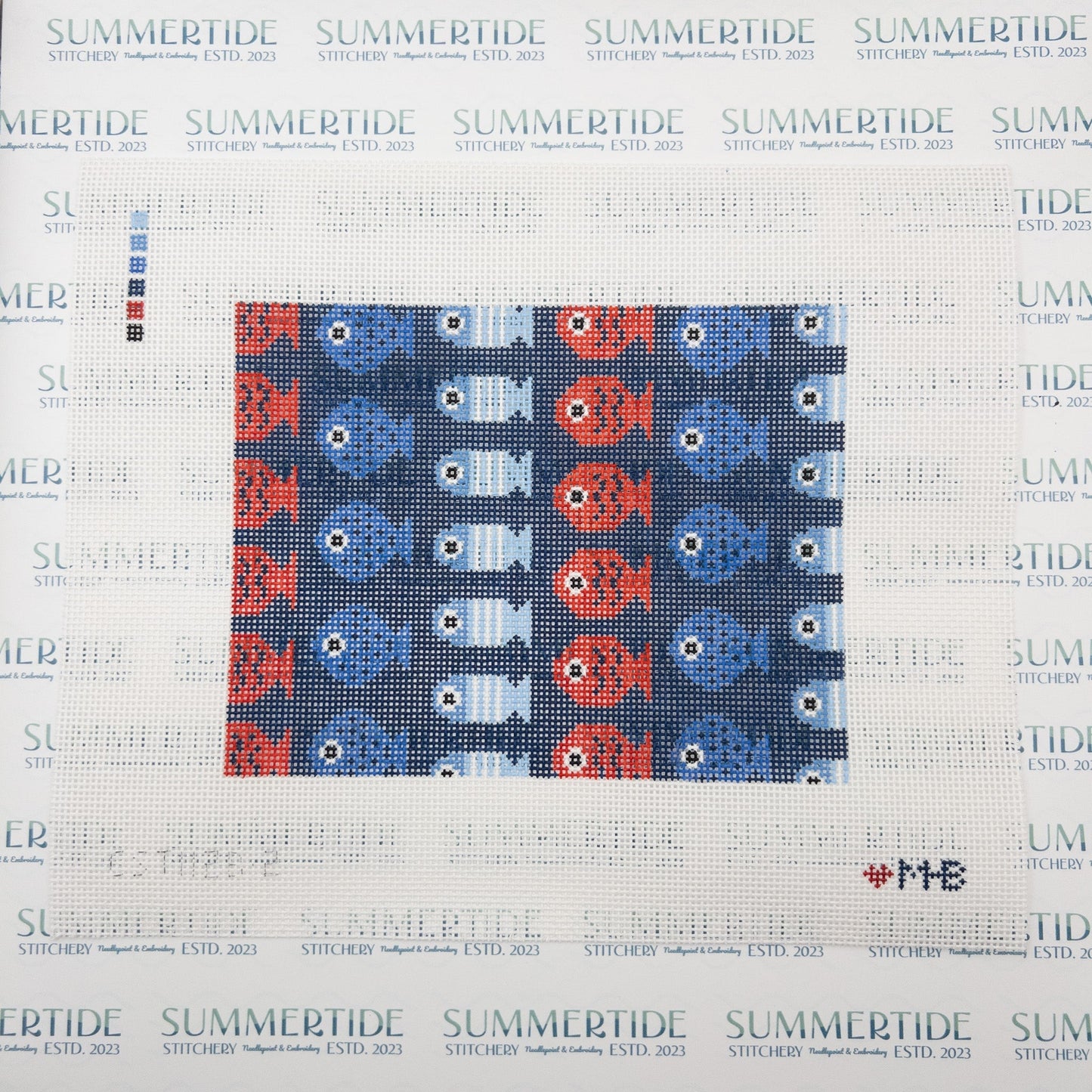 Just Keep Swimming (Navy - Large) Needlepoint Canvas - Summertide Stitchery - LoveMHB Studio