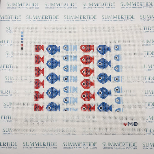 Just Keep Swimming (White - Large) Needlepoint Canvas - Summertide Stitchery - LoveMHB Studio