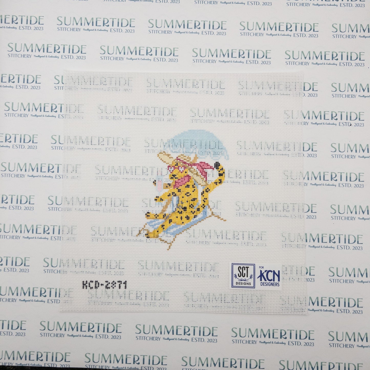 La Dolce Vita Riviera Cheetah Needlepoint Canvas - Summertide Stitchery - SCT Designs