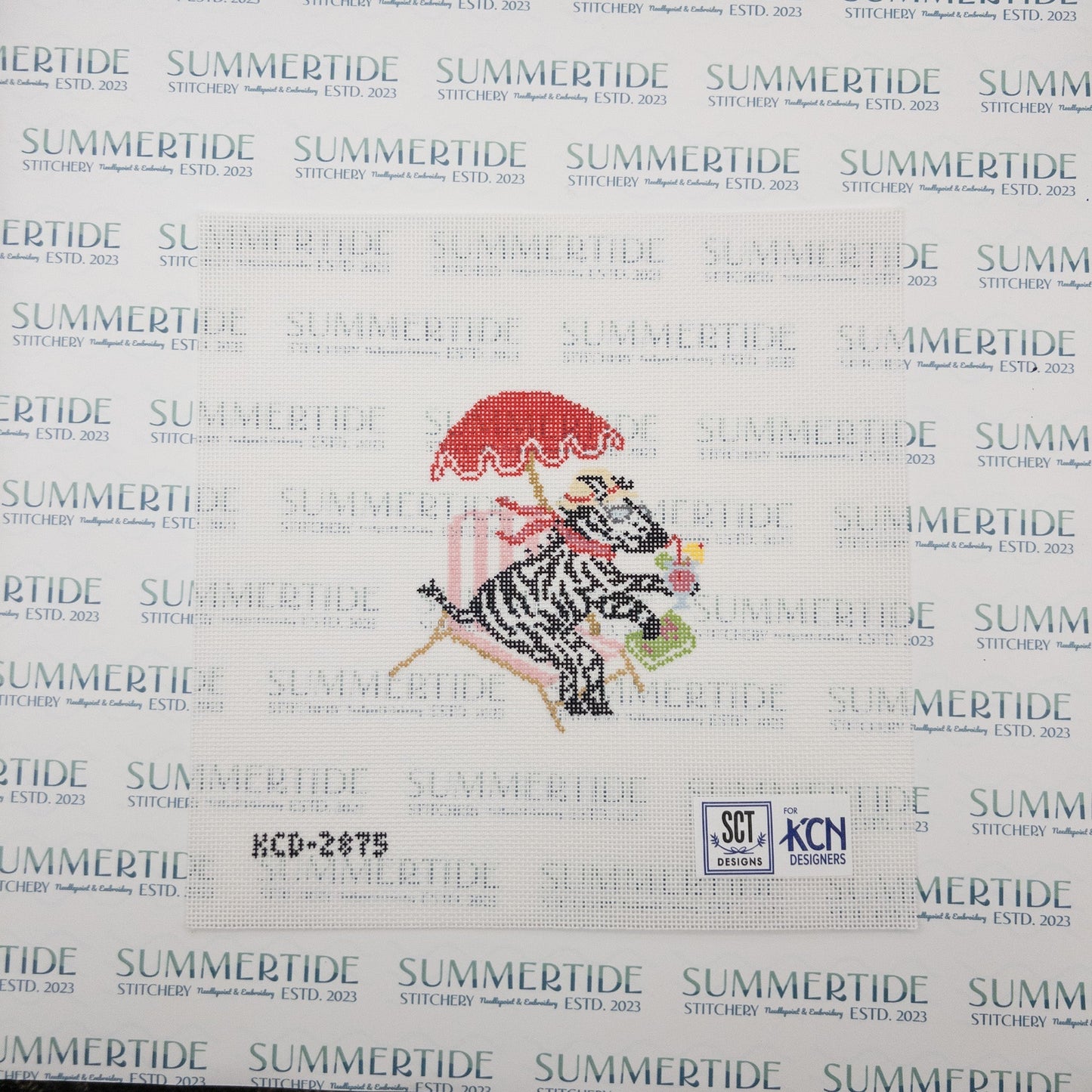 La Dolce Vita Riviera Zebra Needlepoint Canvas - Summertide Stitchery - SCT Designs