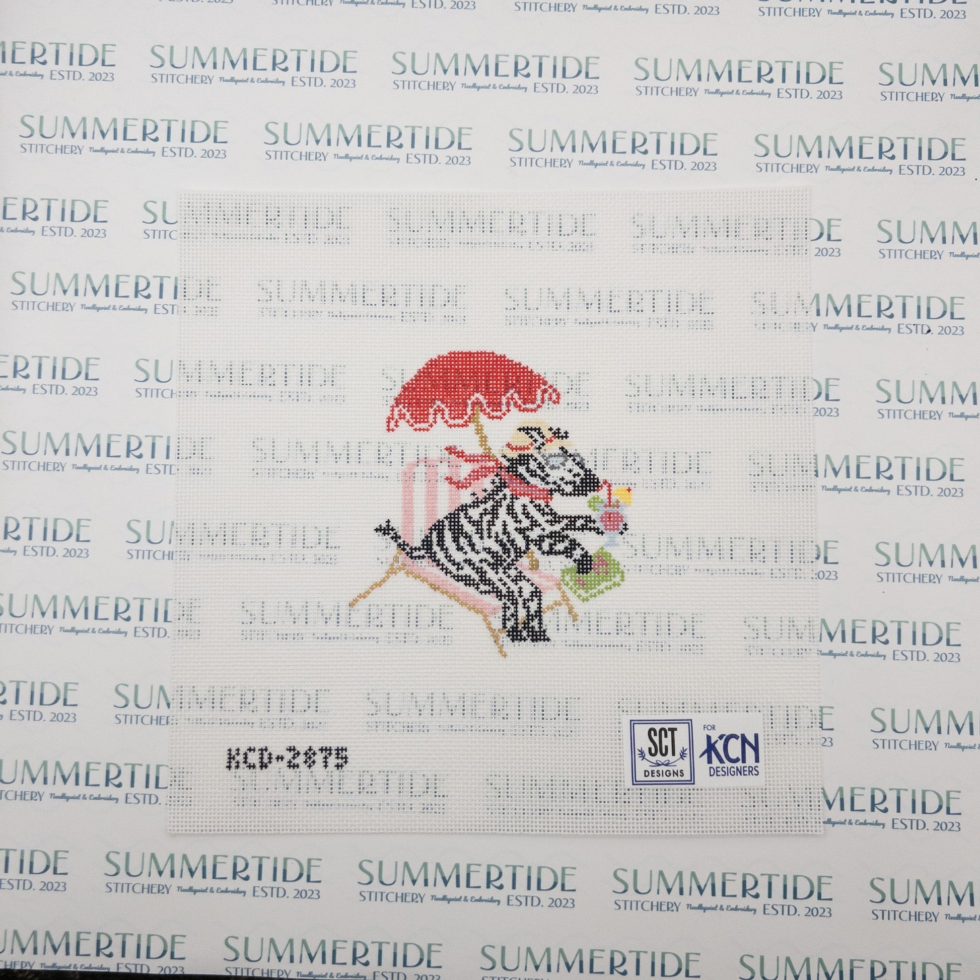 La Dolce Vita Riviera Zebra Needlepoint Canvas - Summertide Stitchery - SCT Designs