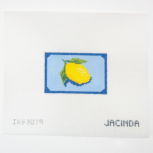 Lemon Bag Tag Needlepoint Canvas - Summertide Stitchery - Initial K Studio