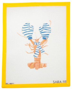 Lobster with Mittens Needlepoint Canvas - Summertide Stitchery - Sara Fitz