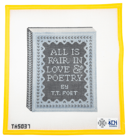 Love and Poetry Book Cover Needlepoint Canvas - Summertide Stitchery - Thorn Alexander