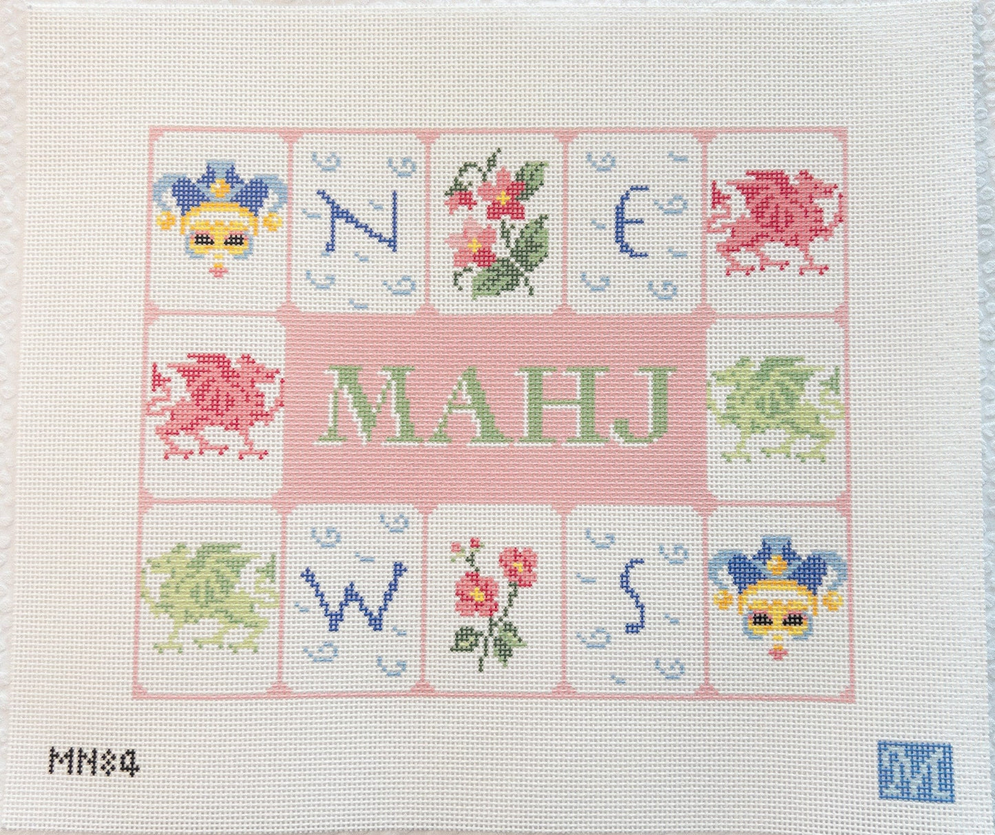 Mahj Tile Pouch Needlepoint Canvas - Summertide Stitchery - Maura Nolan Designs