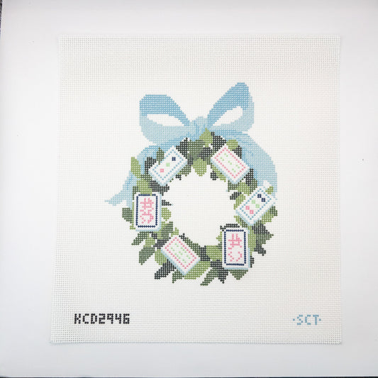 Mahjong Wreath Needlepoint Canvas - Summertide Stitchery - SCT Designs