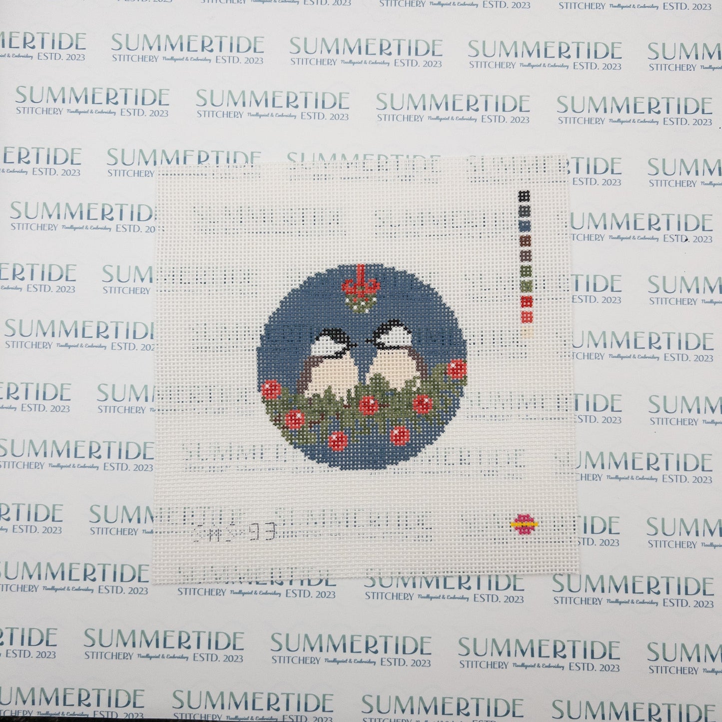 Merry Chickadees Needlepoint Canvas - Summertide Stitchery - Saturnalia Stitching
