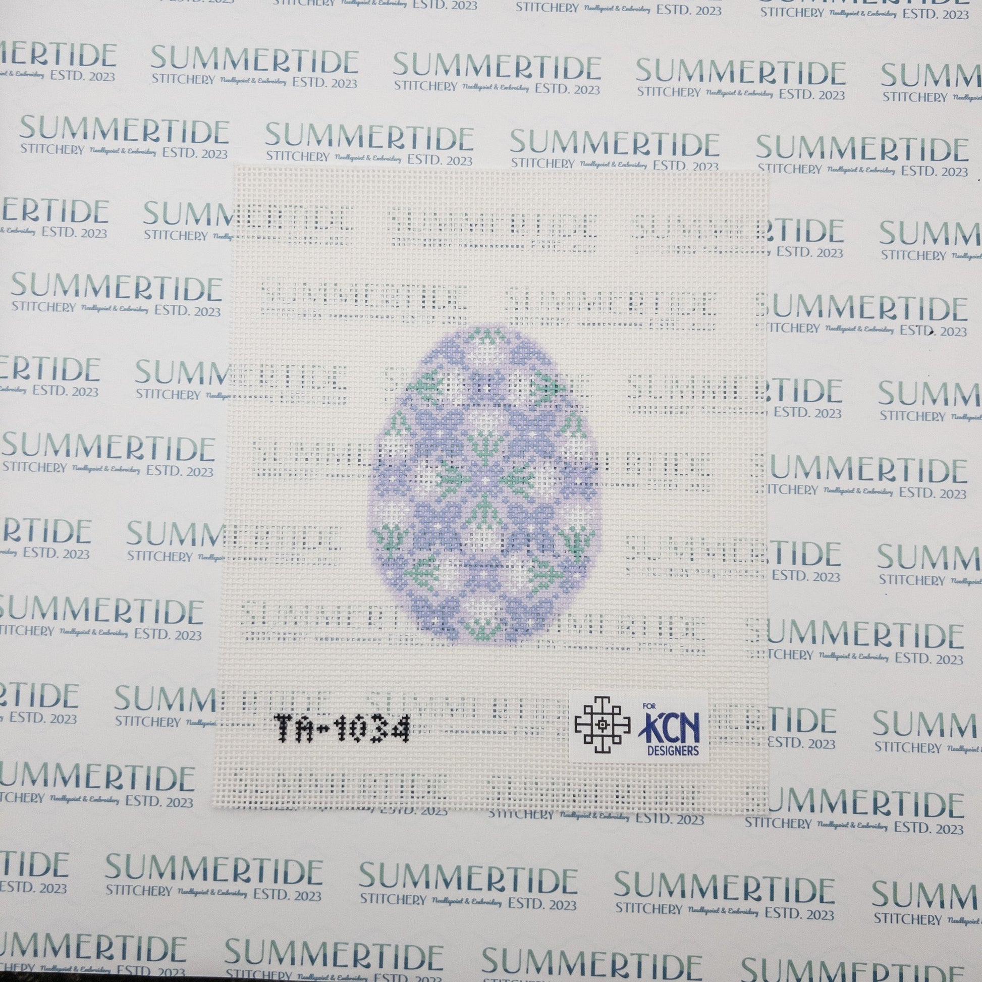 Millefleur Lilac Egg Needlepoint Canvas - Summertide Stitchery - Thorn Alexander