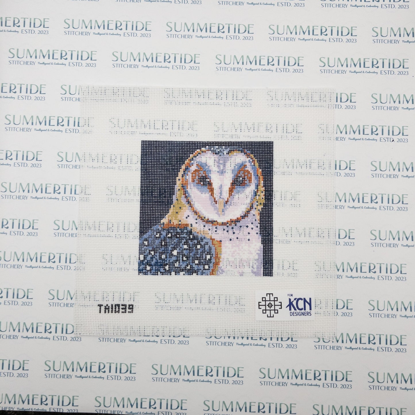 Mini Barn Owl Needlepoint Canvas - Summertide Stitchery - Thorn Alexander