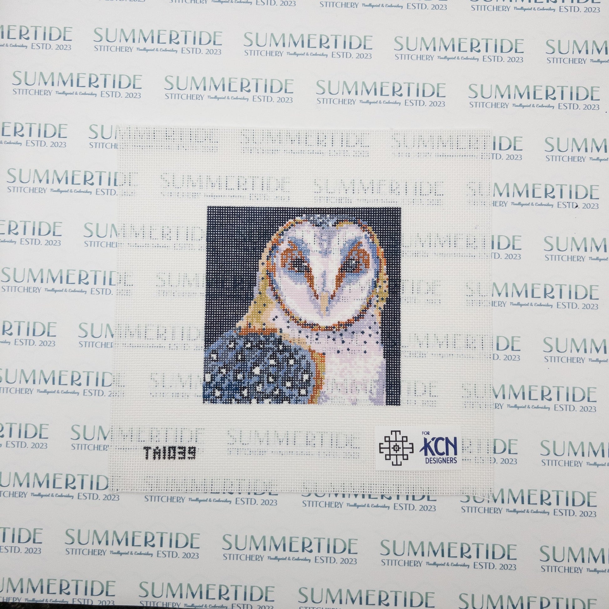 Mini Barn Owl Needlepoint Canvas - Summertide Stitchery - Thorn Alexander