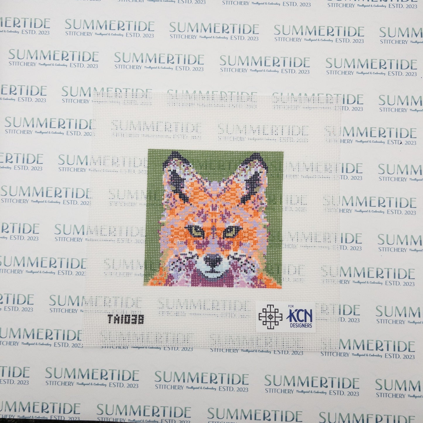 Mini Orange Fox Needlepoint Canvas - Summertide Stitchery - Thorn Alexander