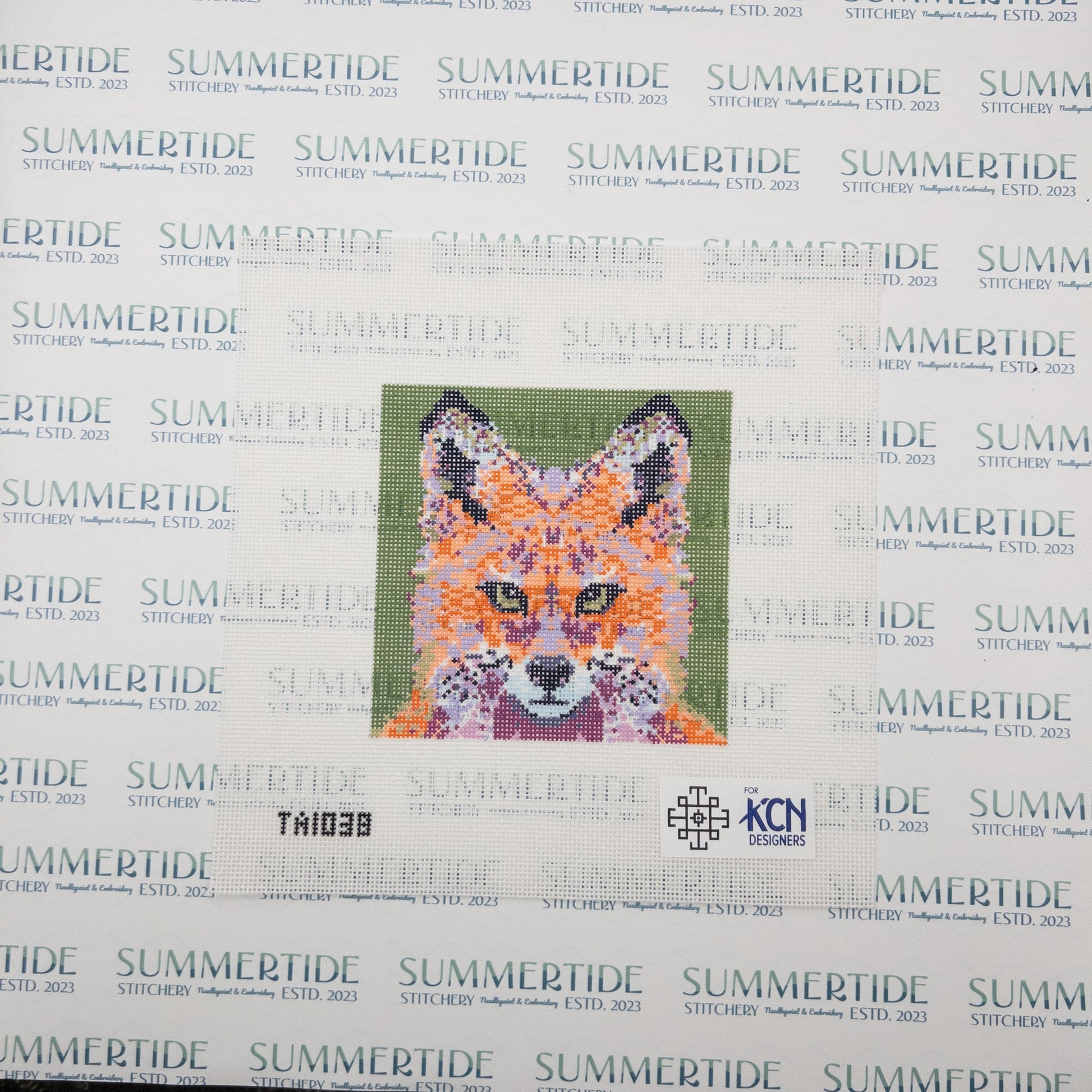 Mini Orange Fox Needlepoint Canvas - Summertide Stitchery - Thorn Alexander
