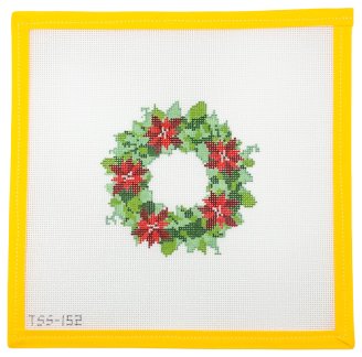 Mini Poinsettia Wreath Needlepoint Canvas - Summertide Stitchery - The Salty Stitcher