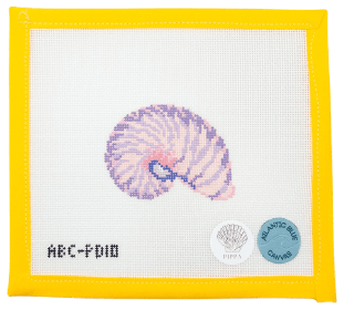 Nautilus Shell Needlepoint Canvas - Summertide Stitchery - Atlantic Blue Canvas