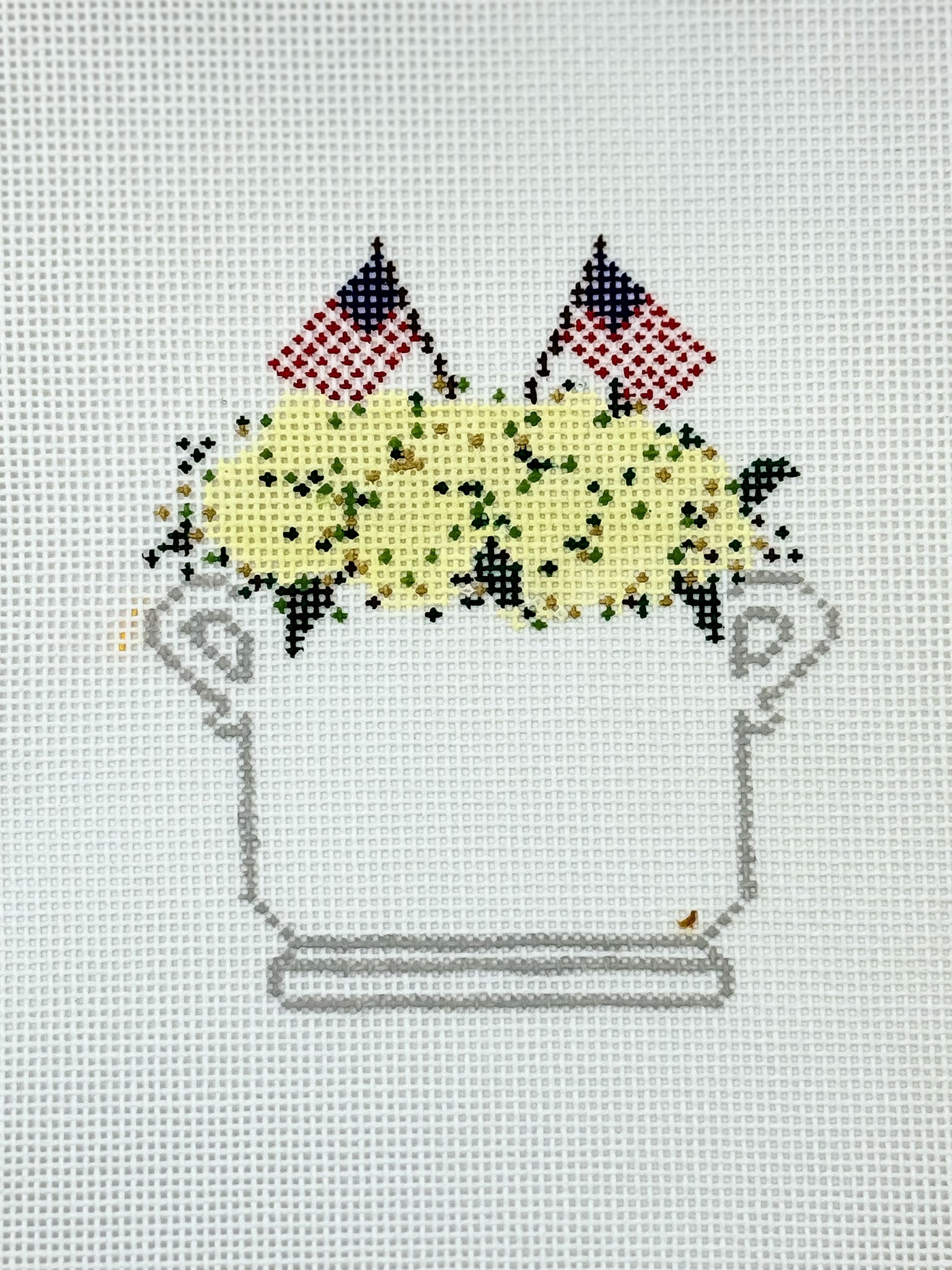 Patriotic Floral Arrangement Needlepoint Canvas - Summertide Stitchery - Stitch Style Needlepoint